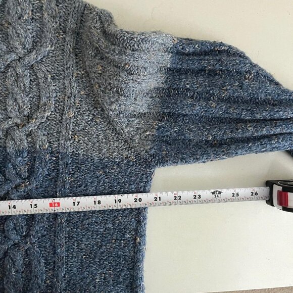 vintage 90s blue striped preppy downtown it girl cable knit turtleneck sweater - Picture 6 of 8